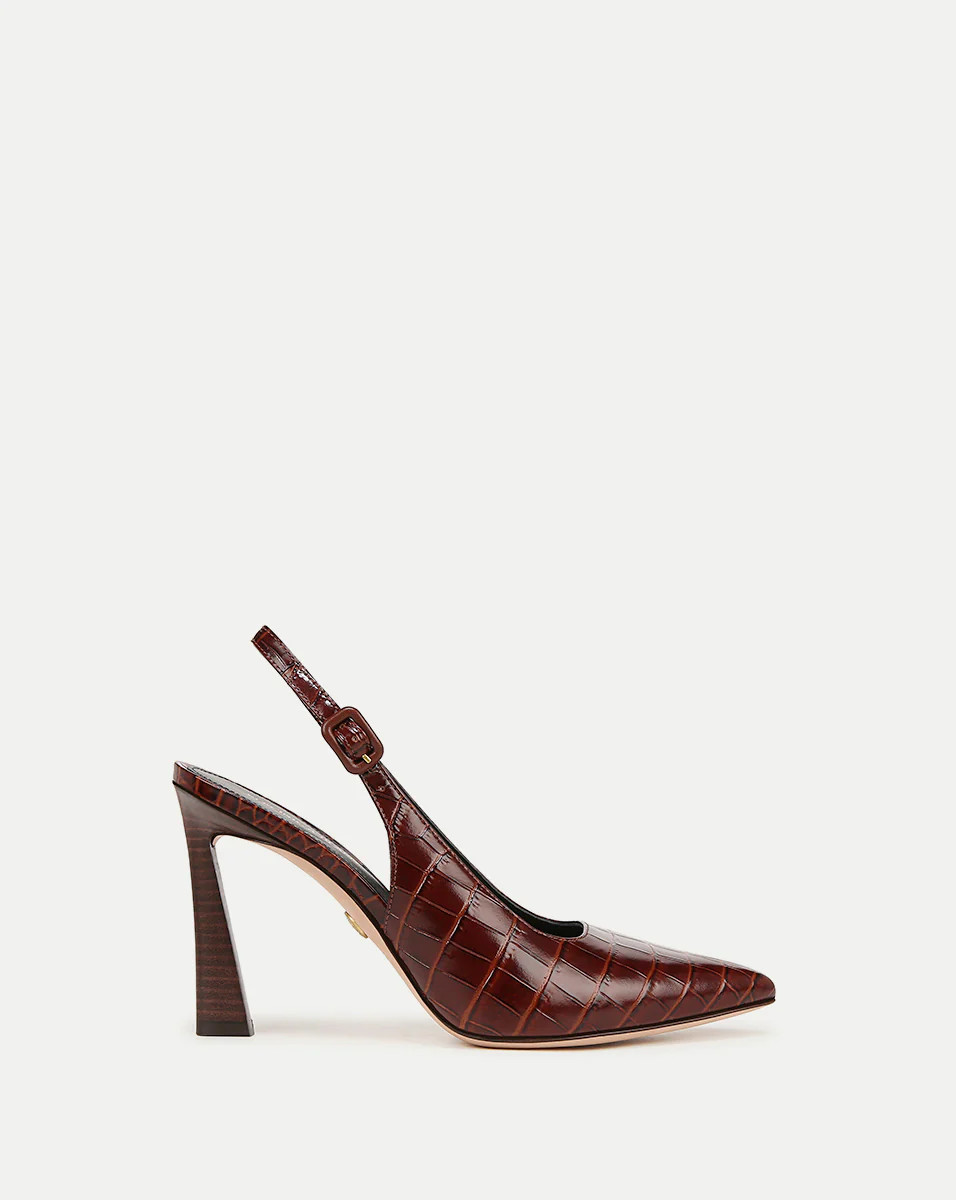 Callie Croc-Embossed Slingback Pump in Sepia | Veronica Beard | Veronica Beard