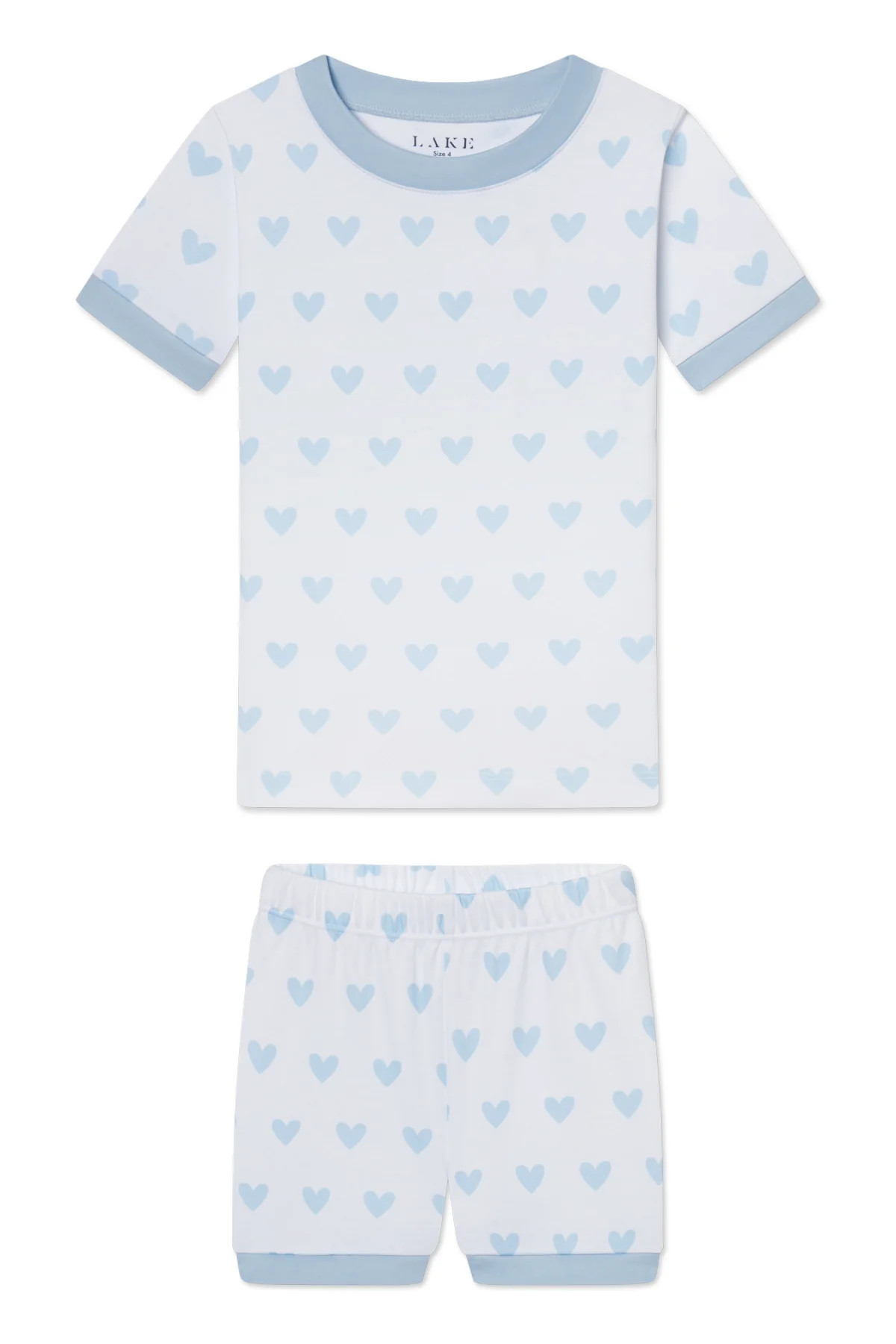 Kids Shorts Set in French Blue Heart | Lake Pajamas