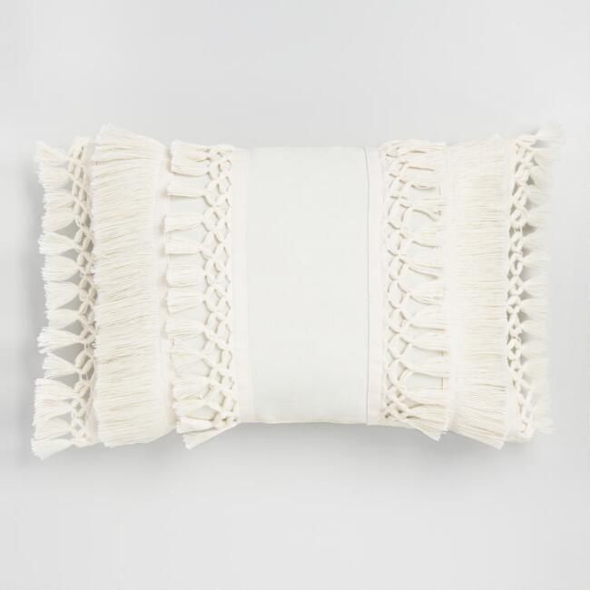 Ivory Fringe Indoor Outdoor Lumbar Pillow
							var ensTmplname="Ivory Fringe Indoor Outdoor Lum... | World Market
