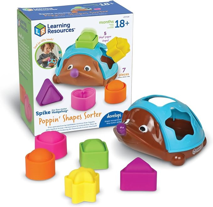 Learning Resources Spike The Fine Motor Hedgehog Poppin' Shapes Sorter - Shape and Sorting Toys f... | Amazon (US)