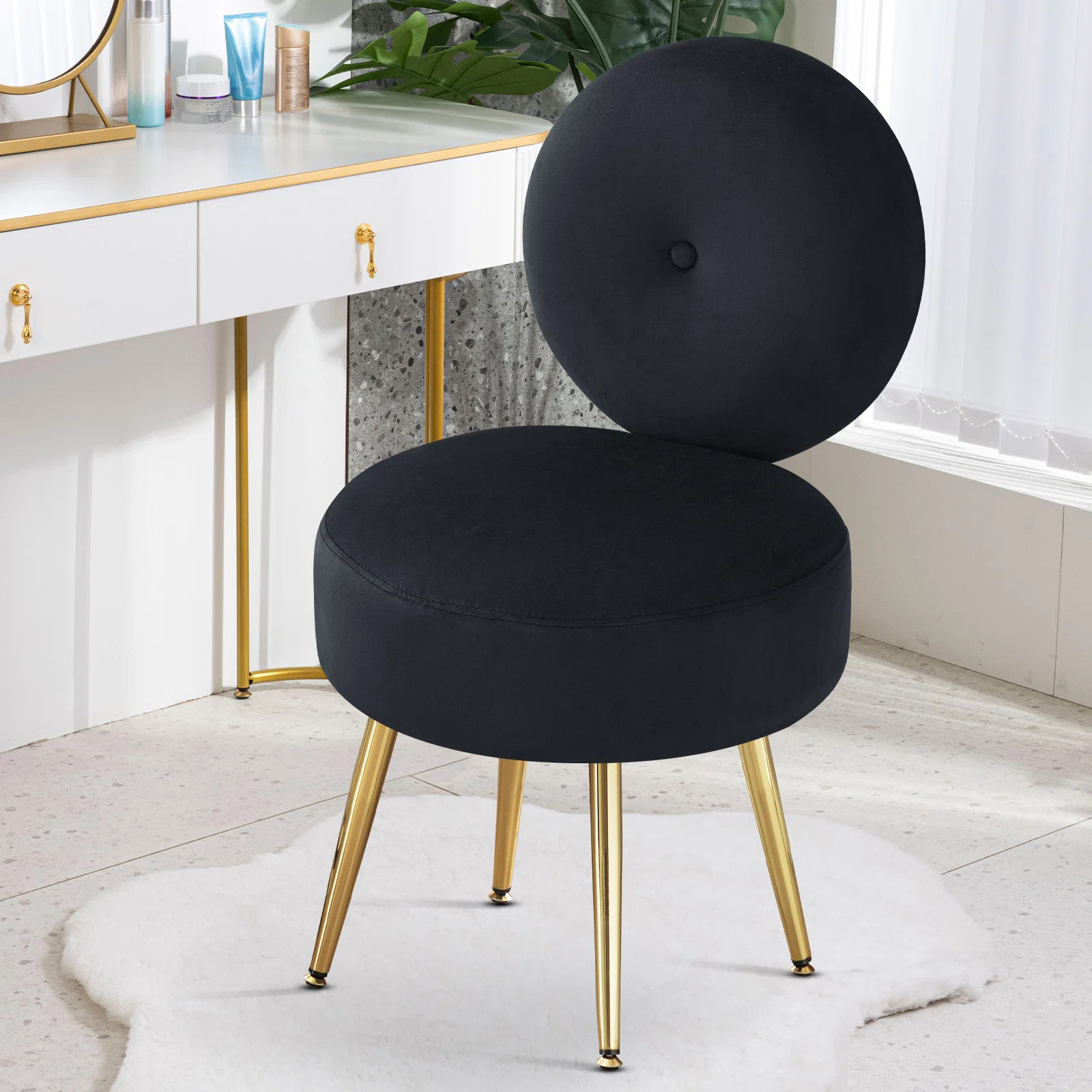Mercer41 Noehly Upholstered Velvet Accent Stool Vanity Chair & Reviews | Wayfair | Wayfair North America