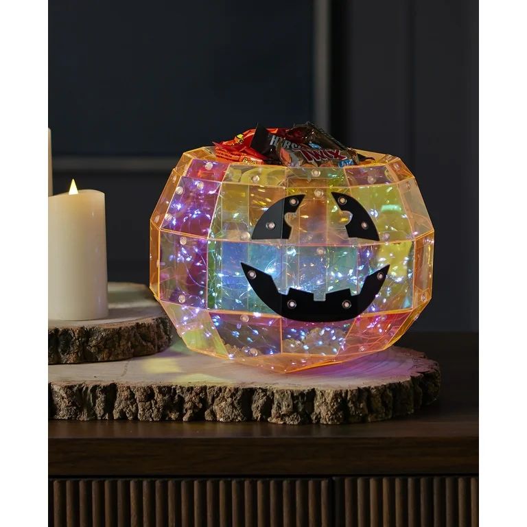 Seasonal LLC Halloween LED Lights - Prismatic Iridescent Pumpkin Candy Box 9" | Walmart (US)