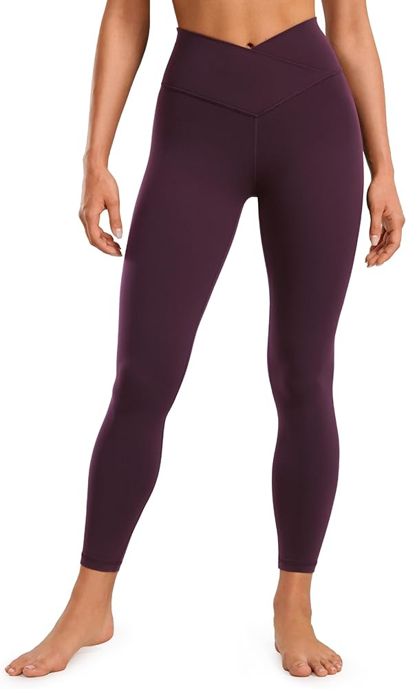 CRZ YOGA Womens Butterluxe Cross Waist Workout Leggings 25 Inches - V Crossover High Waisted Gym ... | Amazon (US)