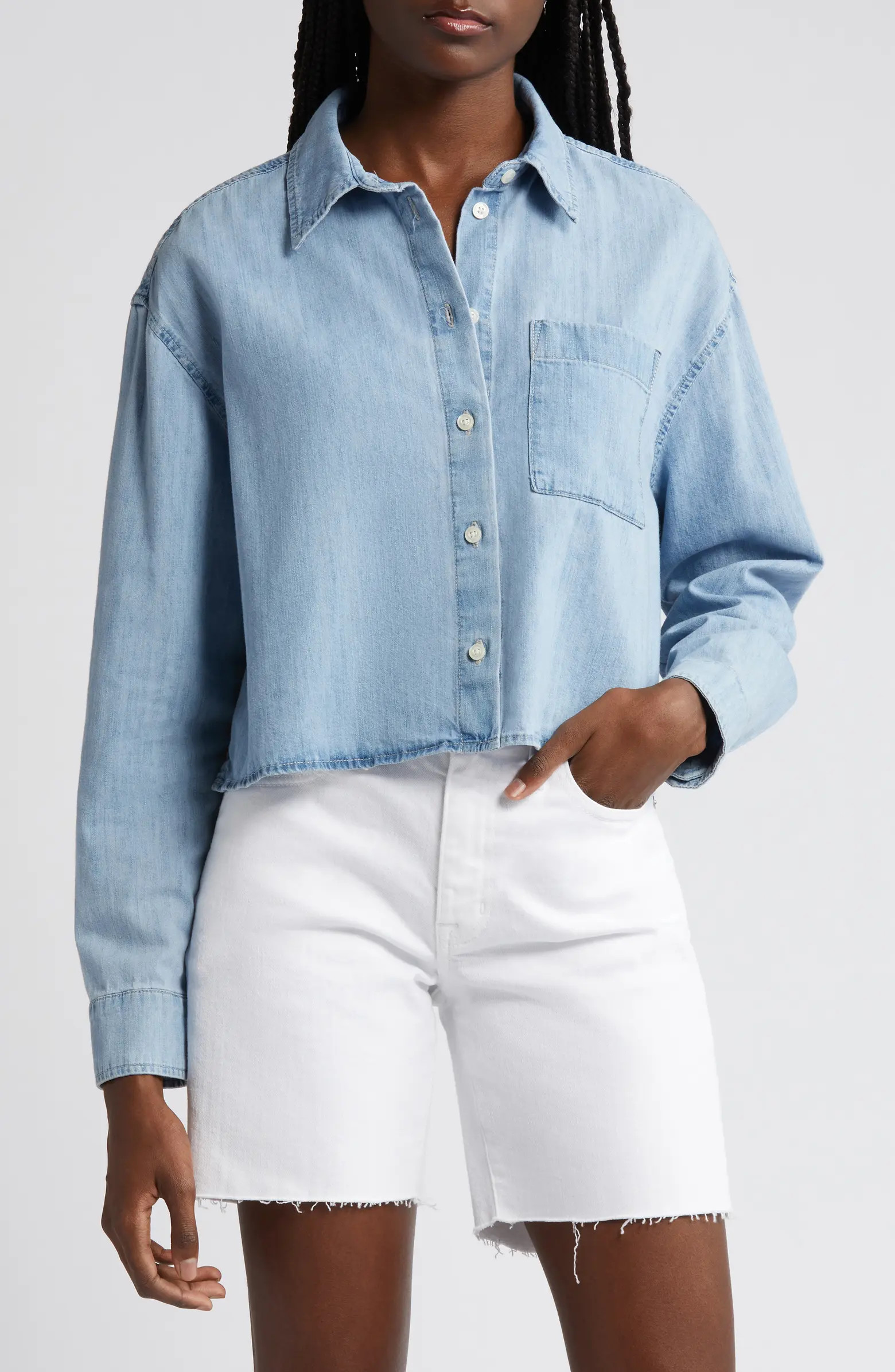 AG Aubrey Crop Denim Shirt | Nordstrom | Nordstrom