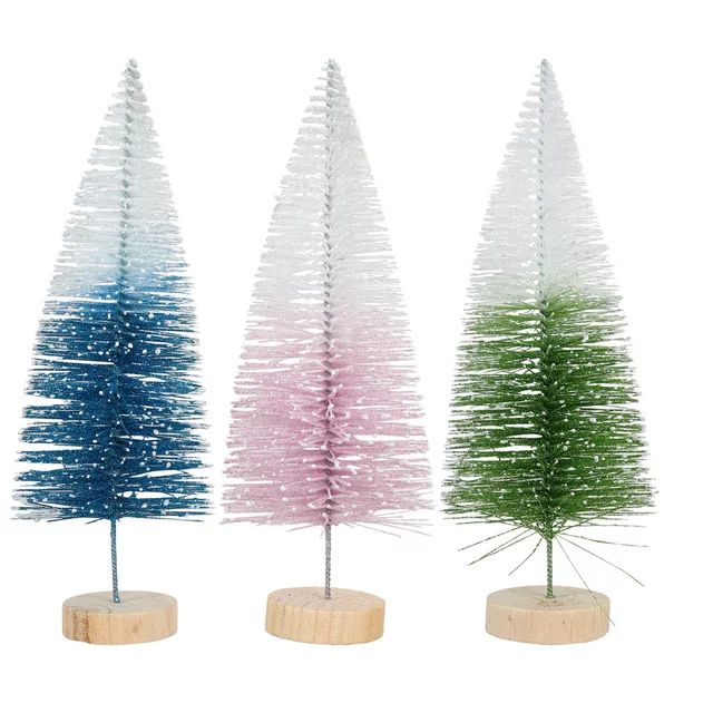 Christmas House Lightly Flocked Ombre Bottle Brush Christmas Trees, 7.625x2.875 in. Set of 3 Colo... | Walmart (US)