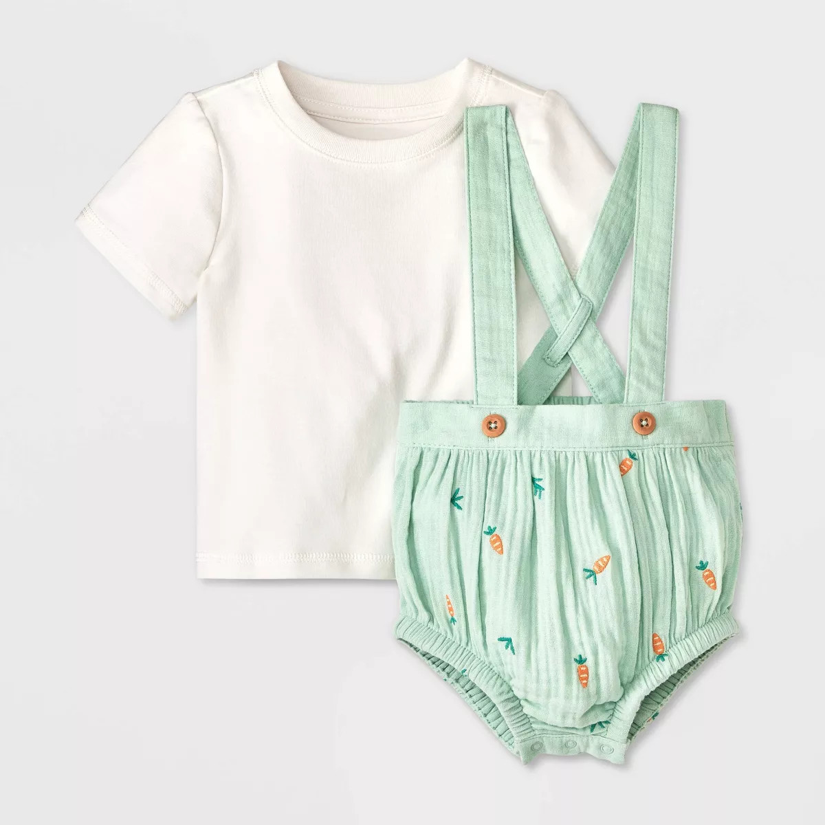 Baby Boys' Bunny Bubble Overalls Set - Cat & Jack™ Cream | Target