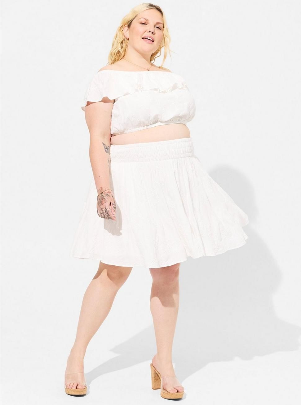 Eyelet Off Shoulder Top Skirt Set | Torrid (US & Canada)