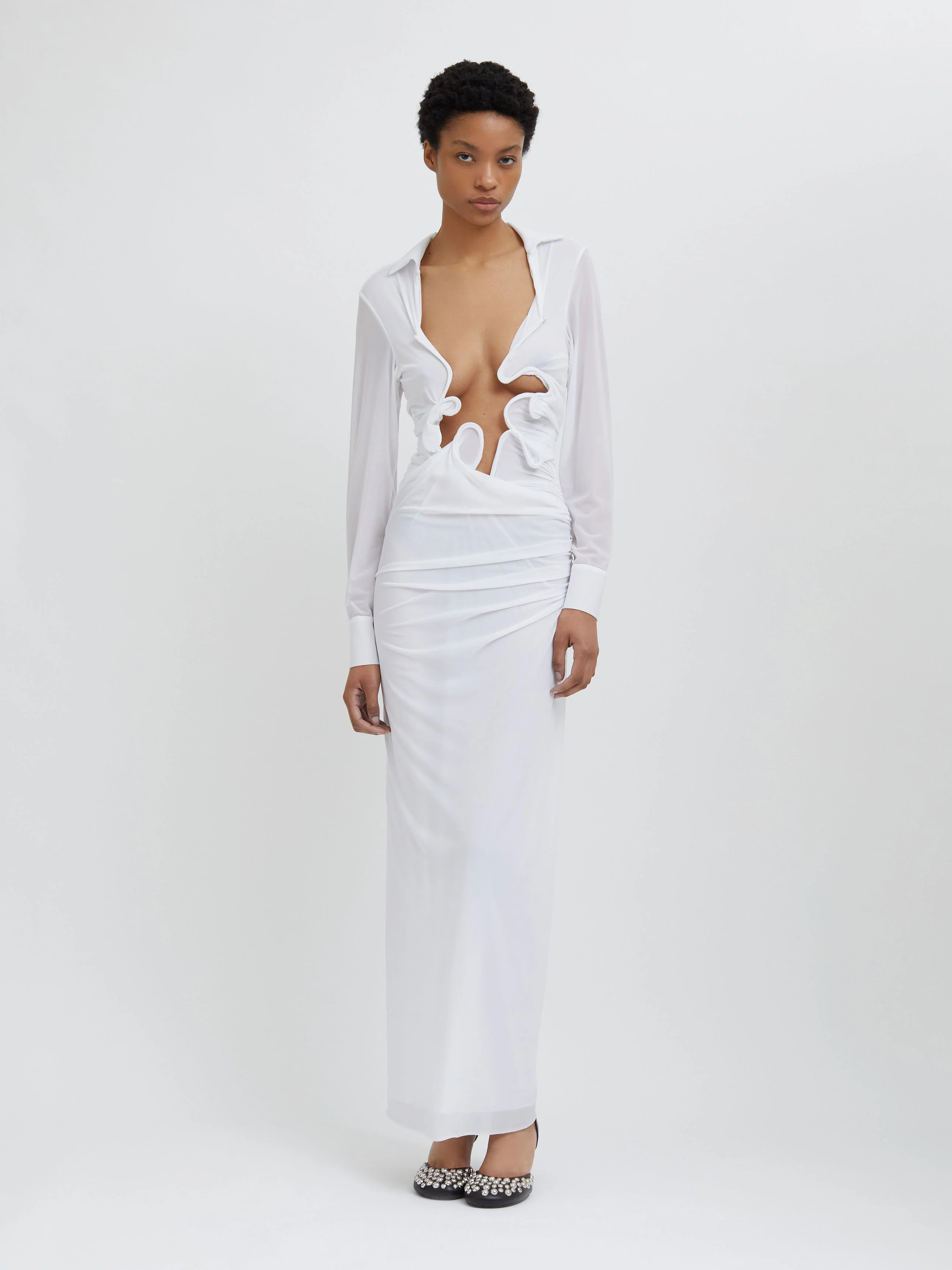 Christopher Esber | Venus Plunge Shirt Dress White | Christopher Esber (Global)