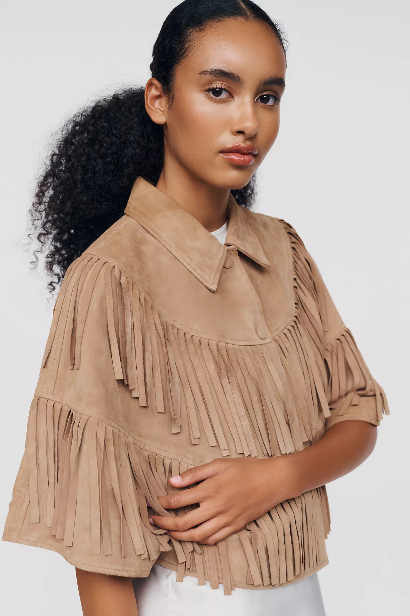 Berenice Suede Fringe Cape Jacket | Anthropologie (US)