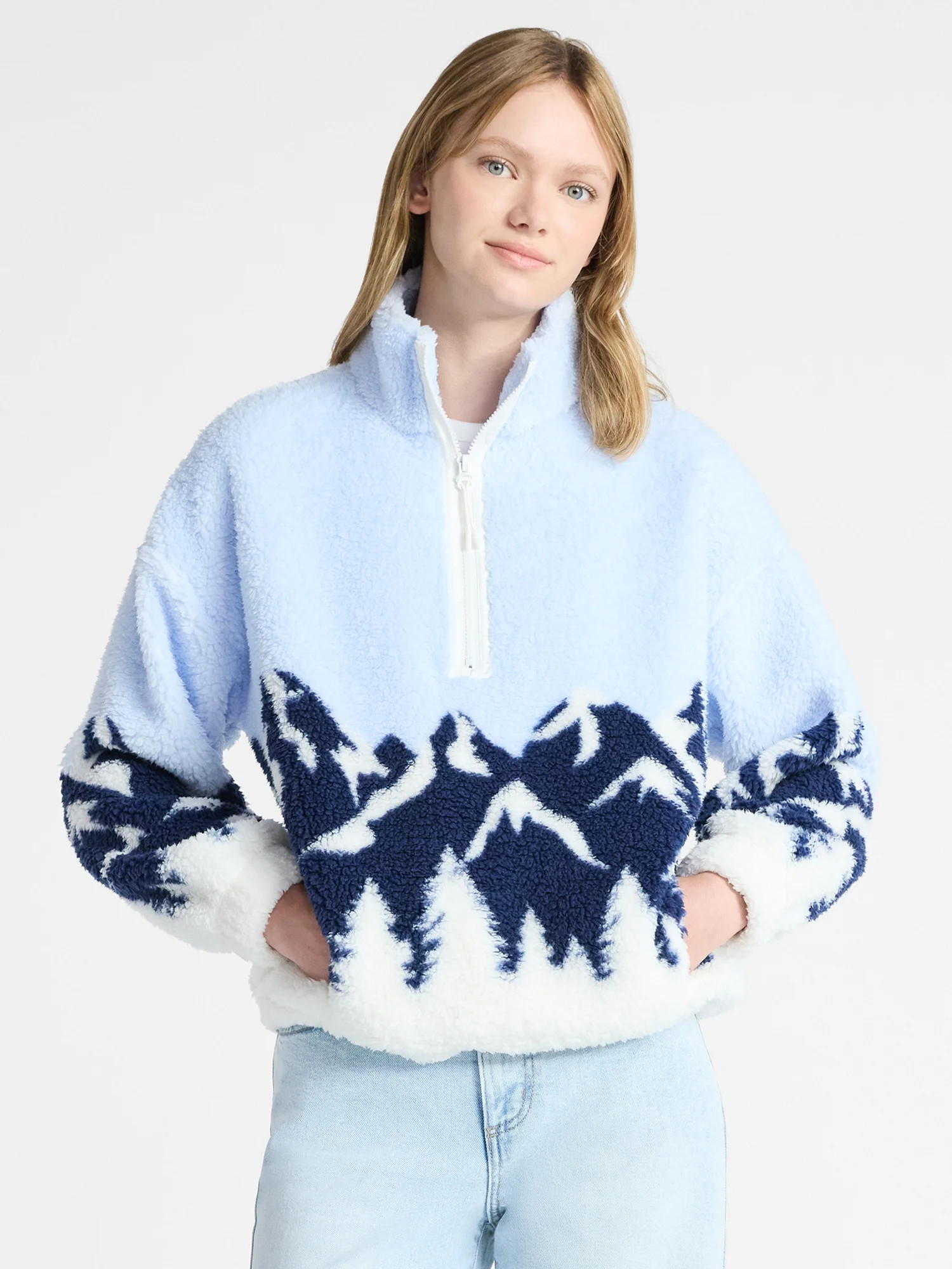 No Boundaries Plush Half-Zip Pullover, Women's | Walmart (US)