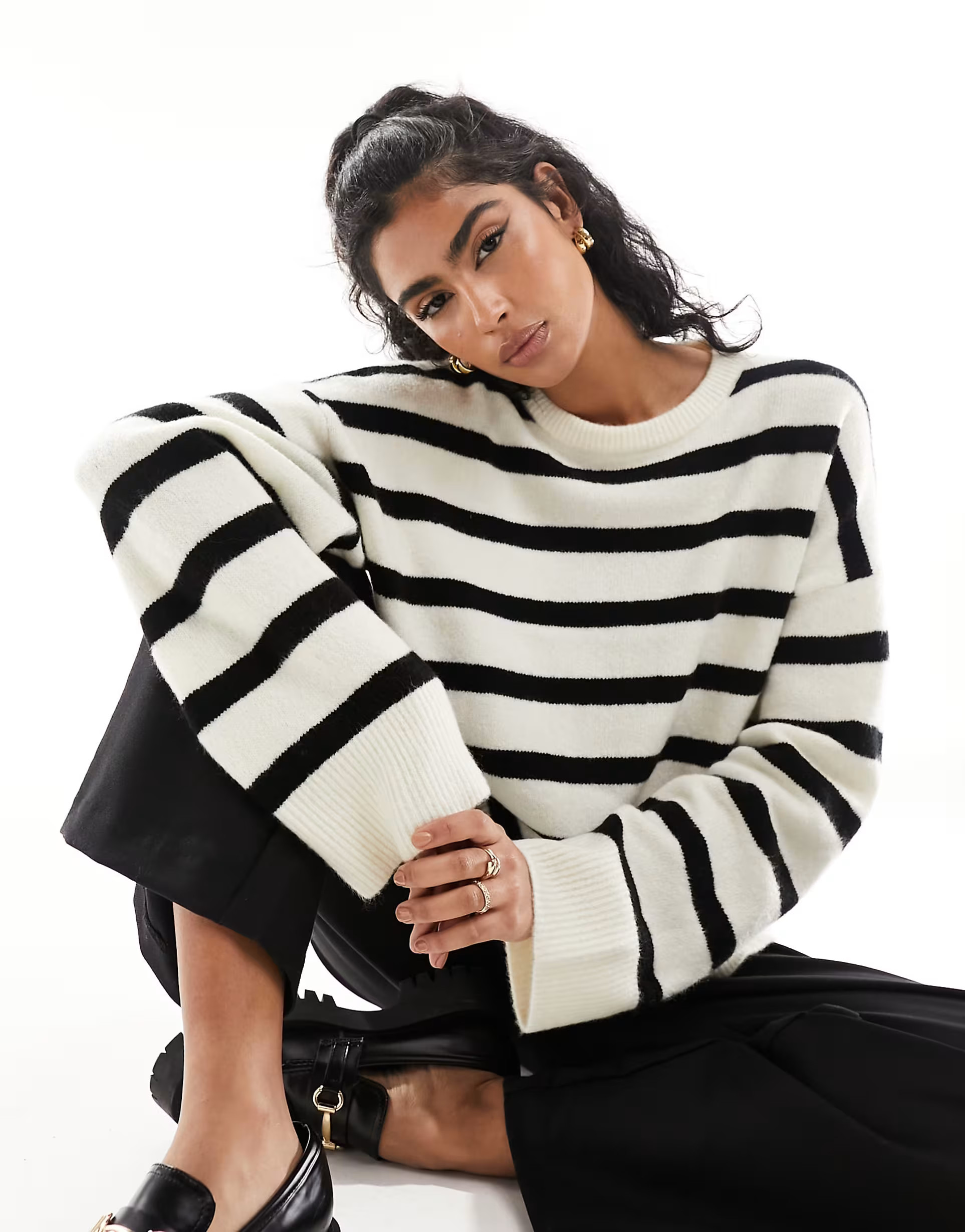 ASOS DESIGN boxy crew neck jumper in stripe | ASOS (Global)