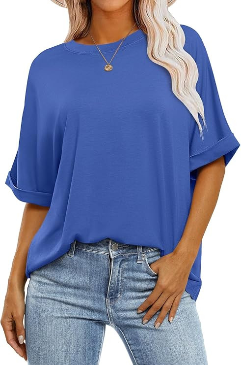 ANRABESS Womens Tops Oversized T Shirts Short Sleeve Crewneck Summer Casual Loose Basic Tee Shirt... | Amazon (US)