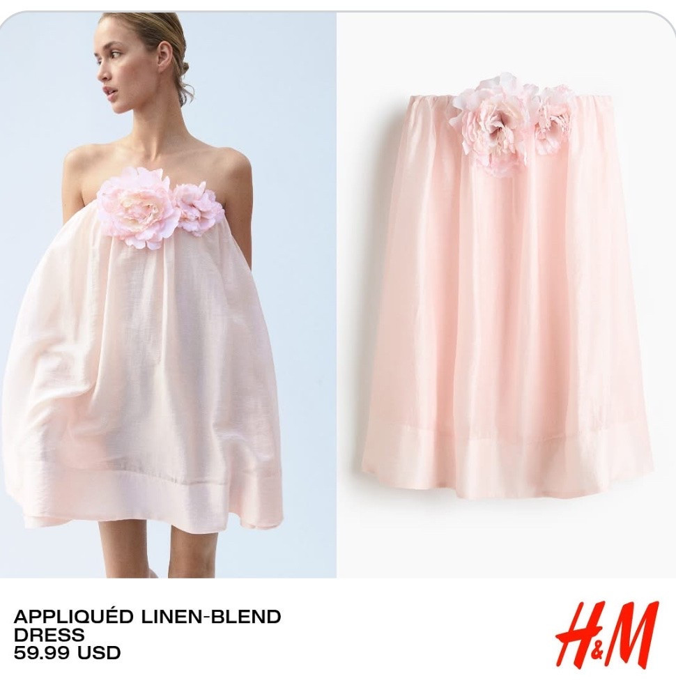 APPLIQUÉD LINEN-BLEND DRESS