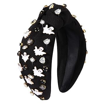 CEALXHENY Gothic Knotted Headbands for Women - Embellished Rhinestone Pearl Top Knot Hair Accesso... | Amazon (US)