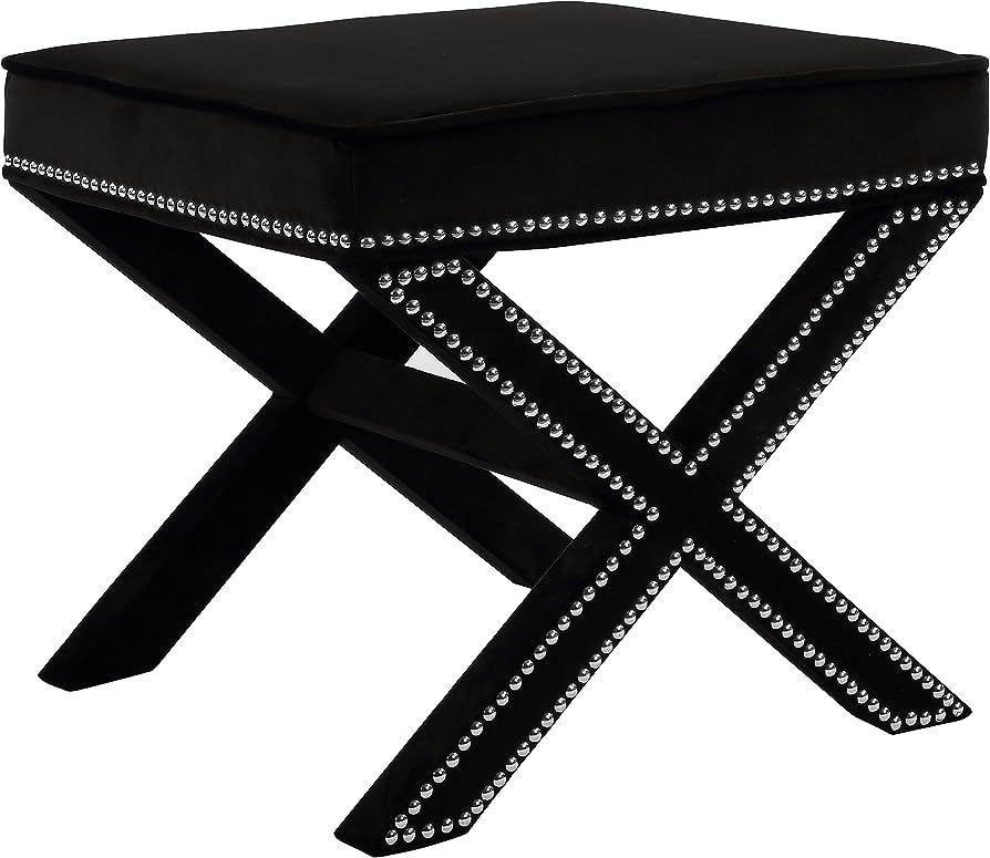 Meridian Furniture Nixon Collection Modern | Contemporary Velvet Upholstered Ottoman / Bench with... | Amazon (US)