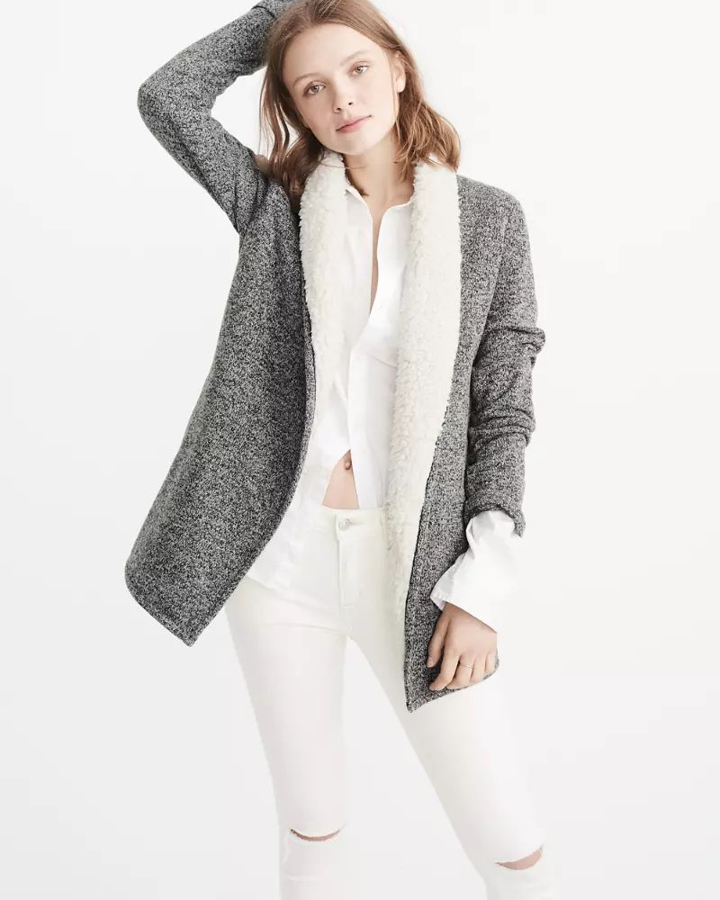 Sherpa-Lined Cardigan | Abercrombie & Fitch US & UK