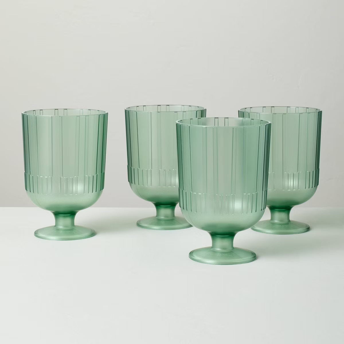 4pk 16oz Textured Tritan Plastic Wine Goblets Green - Hearth & Hand™ with Magnolia | Target