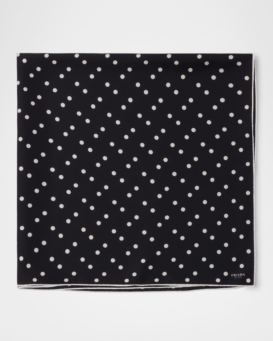 Prada Polka-Dot Print Silk Twill Scarf | Neiman Marcus