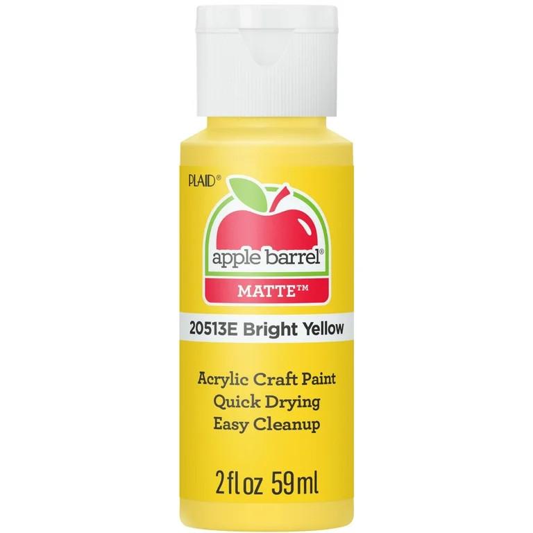 Apple Barrel 20513EX Acrylic Craft Paint, Matte Finish, Bright Yellow, 2 fl oz - Walmart.com | Walmart (US)