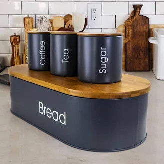 A good bread box just makes a kitchen look more put together. ✨

I love this matching bread box and canister set for keeping the counters organized while adding a clean, modern touch. Perfect for storing bread, coffee, tea, and sugar all in one stylish setup. 🤍

#LTKHome #KitchenDecor #KitchenOrganization #HomeFavorites #CountertopStyling #KitchenFinds
 

 