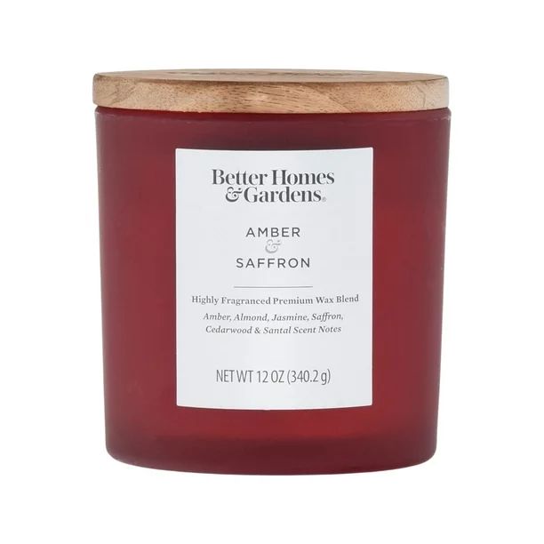 Better Homes & Gardens 12oz Amber & Saffron Scented 2-Wick Frosted Jar Candle | Walmart (US)