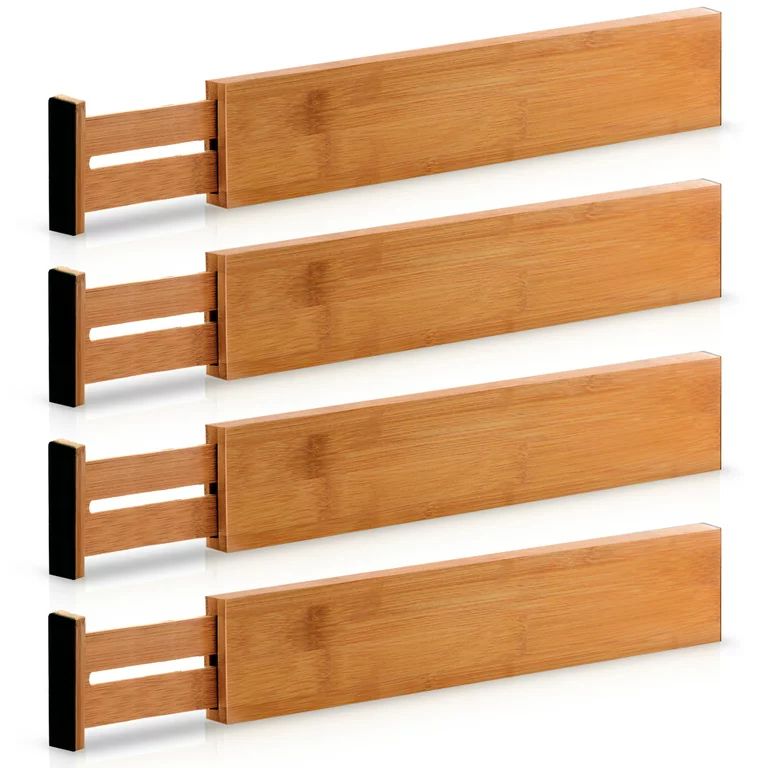 Bamboo Drawer Dividers Kitchen Organizer - Set of 4 - Natural | Walmart (US)