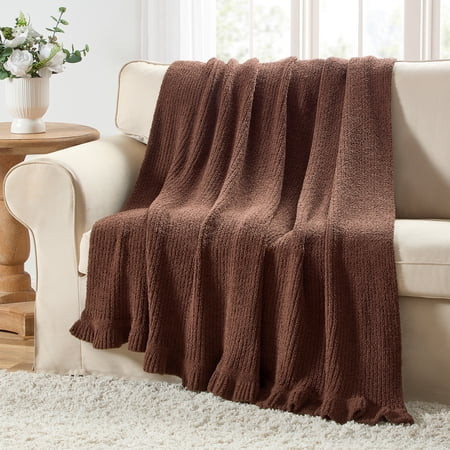 My Texas House Brown 60" x 70" Rib Knit Ruffle Throw Blanket | Walmart (US)