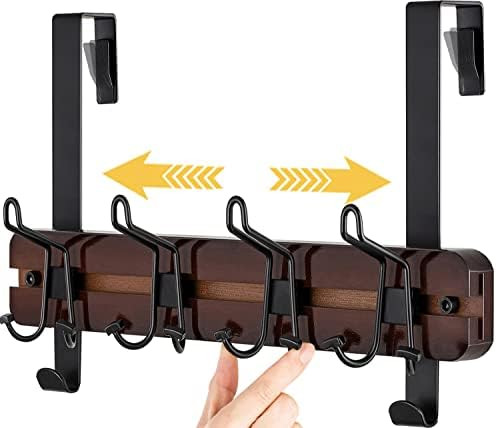 ETECHMART Over The Door Hooks, Bamboo Door Hanger with 4 Adjustable Tri Hooks for Hanging Clothes... | Amazon (US)