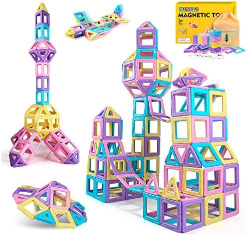 Magnetic Blocks Basic Set (28 Pieces+Number Kits), STEM Toys for 2 3 4 5 6 Year Old Girls Boys, M... | Amazon (US)