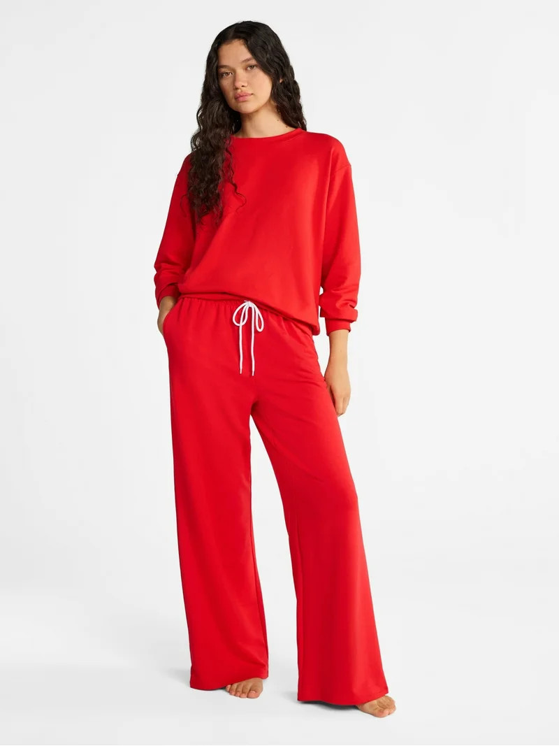 No Boundaries Sleepwear Long Sleeve Top and Pants Set, 2-Piece, Women’s - Walmart.com | Walmart (US)
