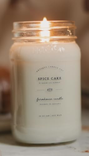 Antique Candle Co.® 16 Ounce Spice Cake Soy Wax Candle, 80 Hour Burn Time, Cotton Wick, Mason Jar Candle (Spice Cake) | Amazon (US)