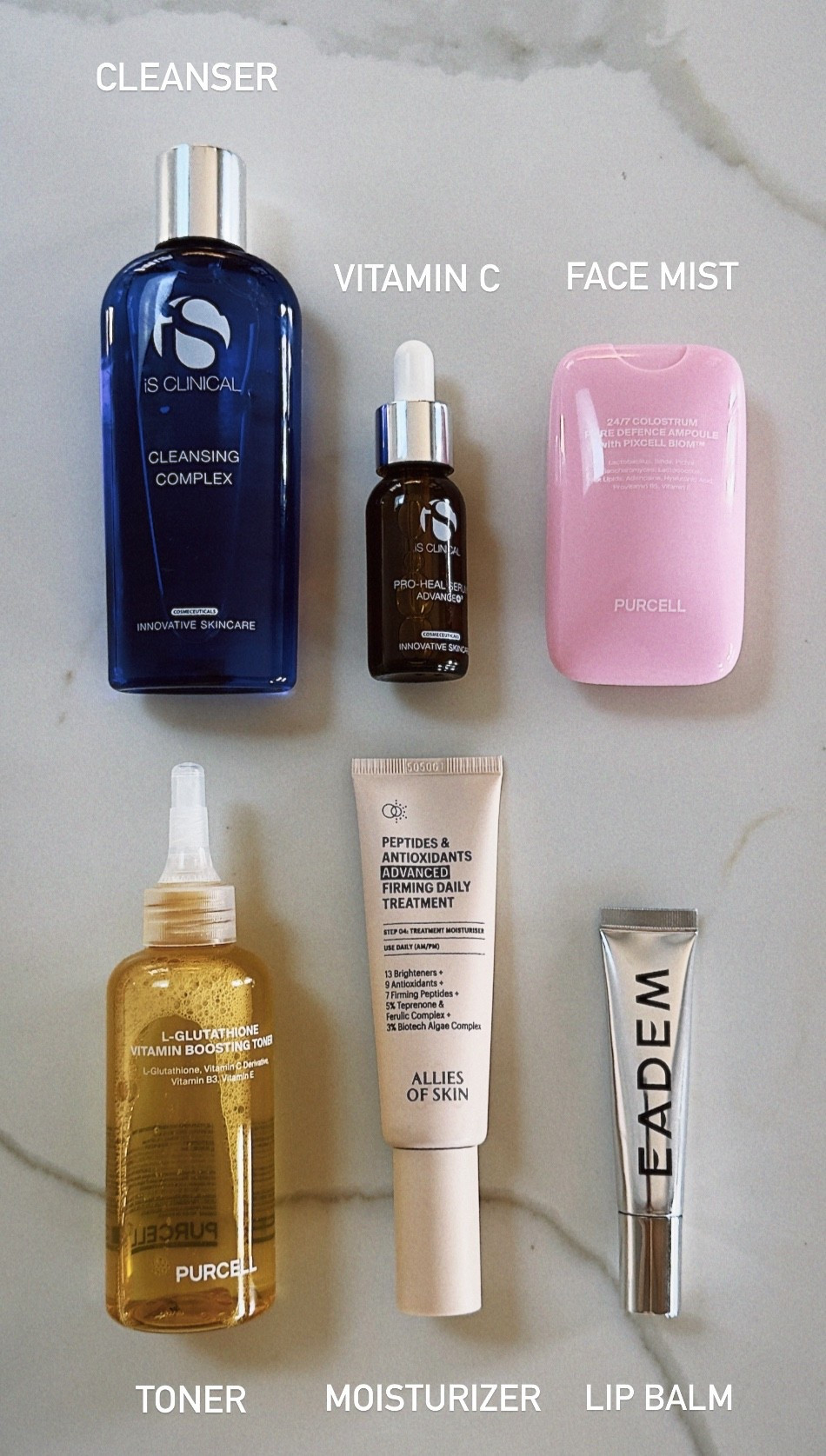 Morning skincare line up 