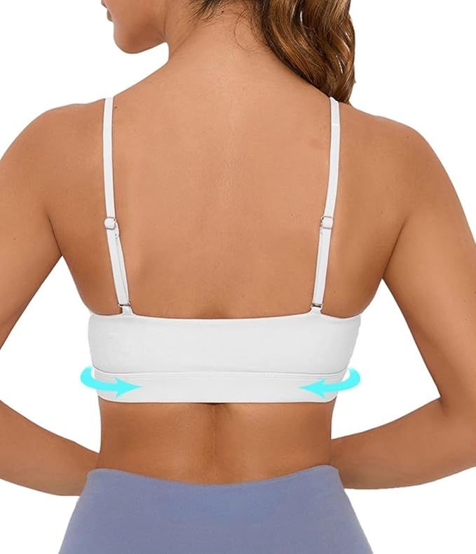 Comper Adjustable Sports Bra for Women Wirefree Racerback Workout Bras Sexy Thin Straps Yoga Spor... | Amazon (US)