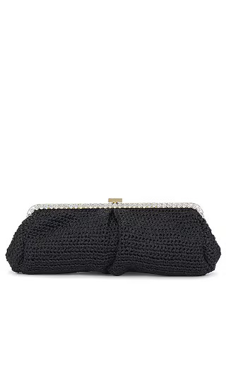 Bijou Raffia Long Clutch in Black | Revolve Clothing (Global)