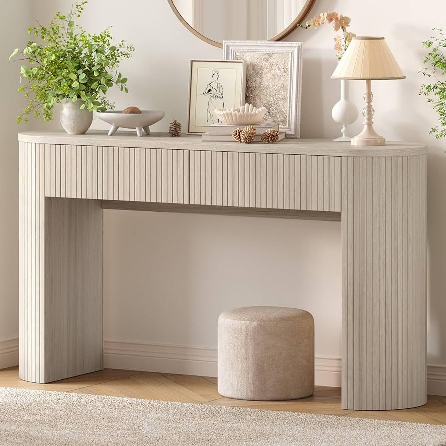 55 Inch Console Table with 2 Drawers, Fluted Entryway Tables with Storage, Sofa Table Behind The ... | Amazon (US)