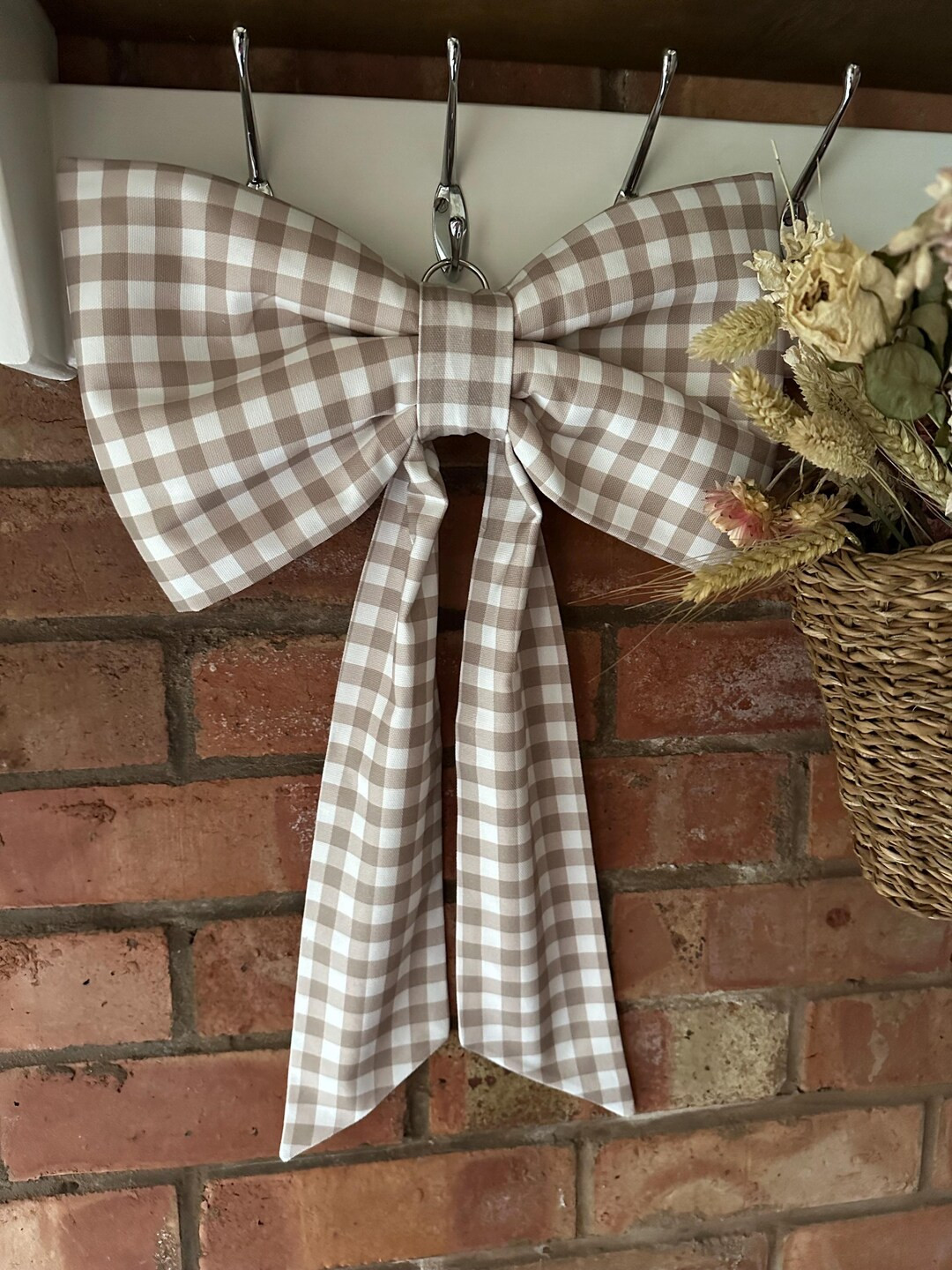 Decorative Shabby Chic Beige Gingham Fabric Bow (small, Medium or Large Sizes) - Etsy UK | Etsy (US)