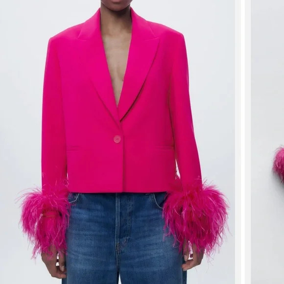 Zara cropped feather blazer | Poshmark