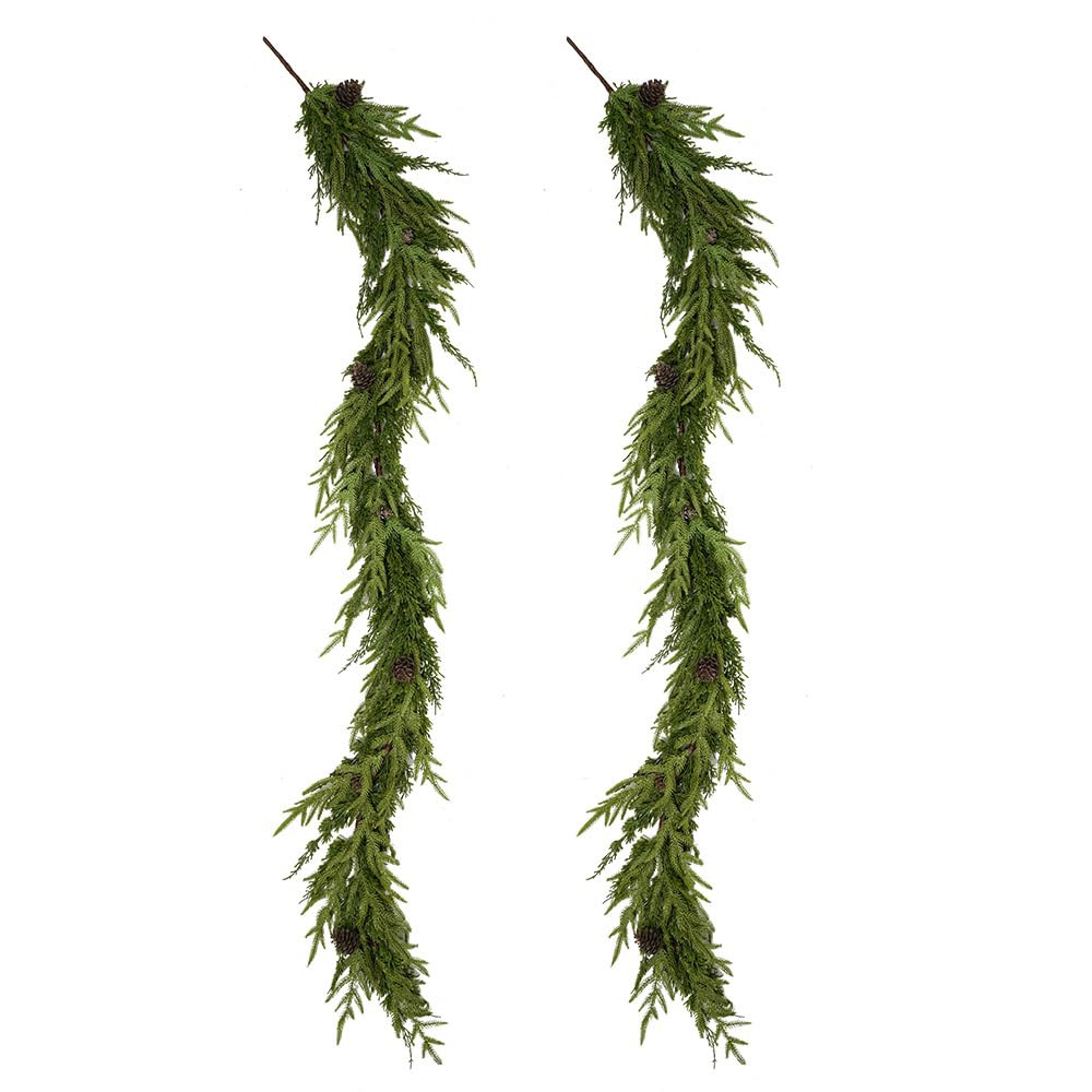 Christmas Garland,2Pcs 6ft Cedar Garlands Realistic Pine Garland,Real Touch Norfolk Pine Garland ... | Amazon (US)