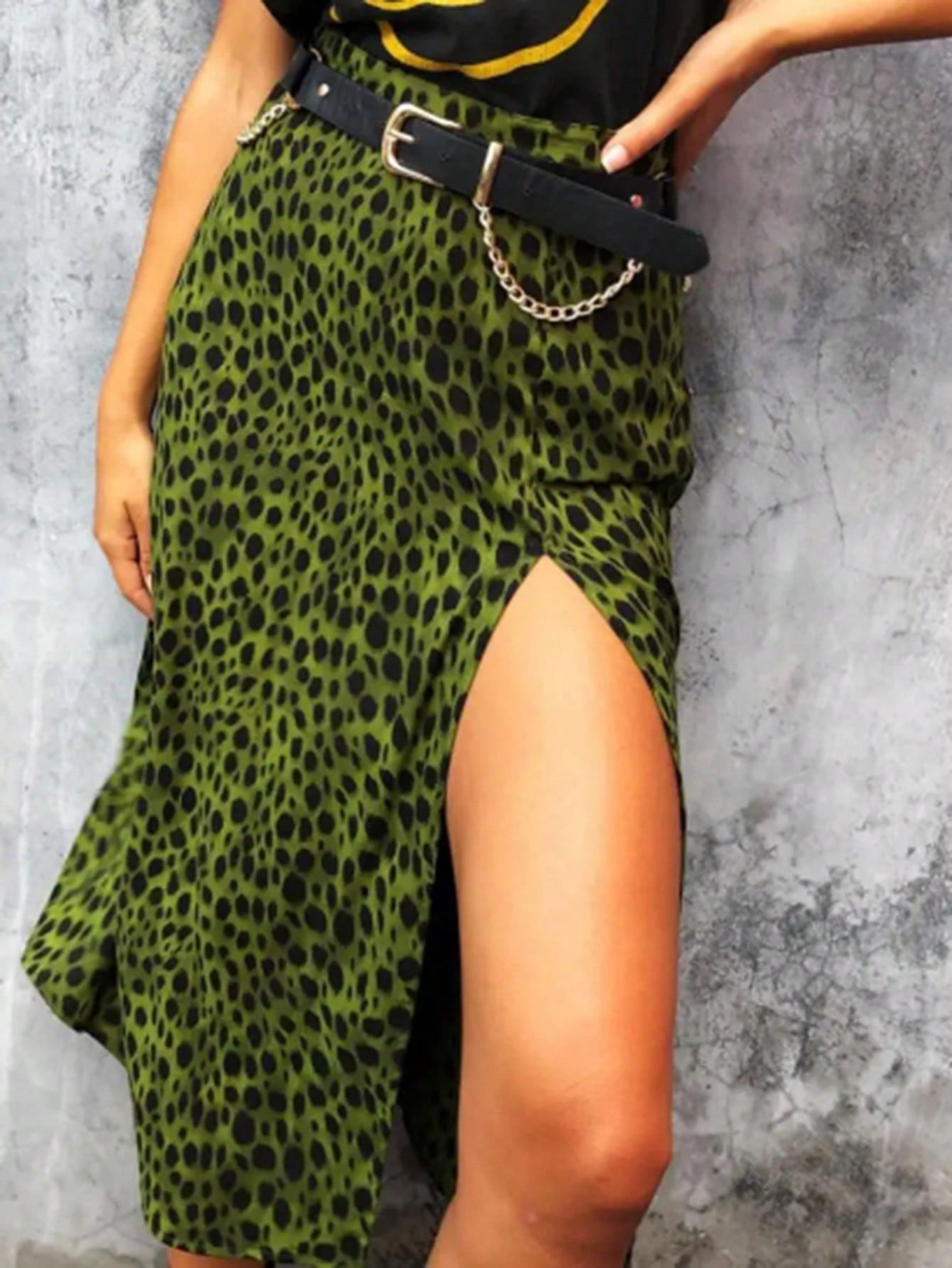 SHEIN Essnce Women's Summer Casual Allover Print High Slit Skirt | SHEIN