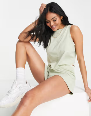 ASOS DESIGN washed tank top with seam detail in lime | ASOS | ASOS (Global)