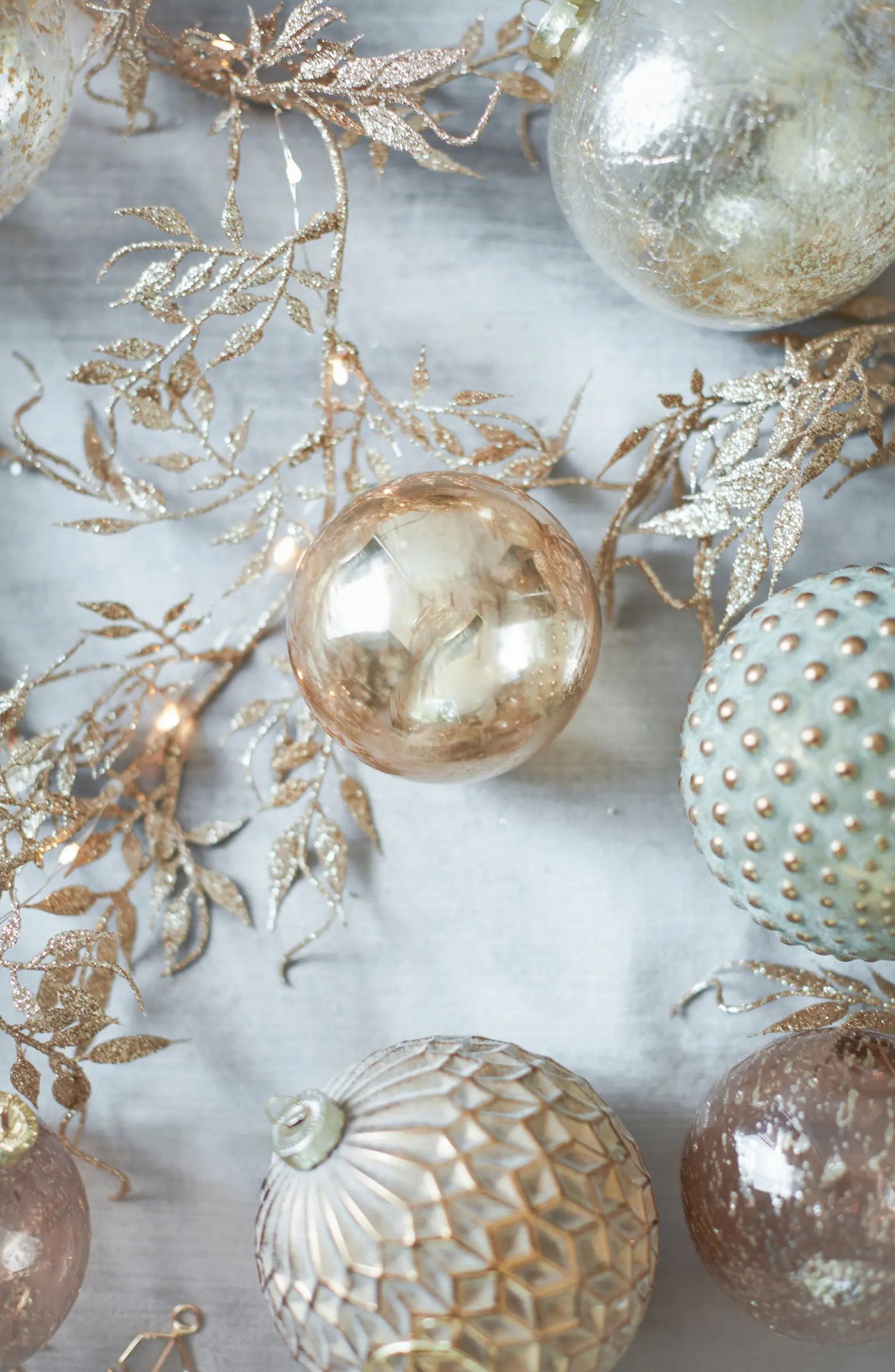 Set of 35 Burnished Metallic Glass Ornaments | Nordstrom