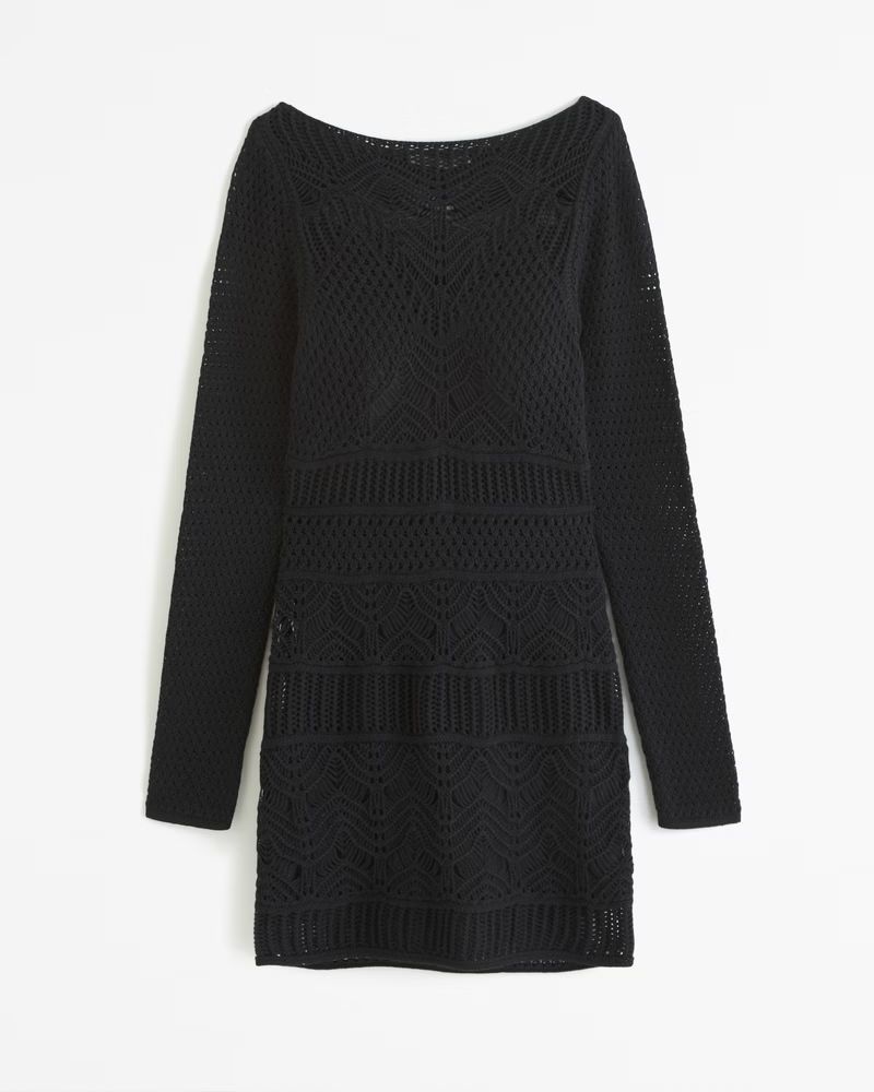 Long-Sleeve Crochet Mini Dress | Abercrombie & Fitch (US)