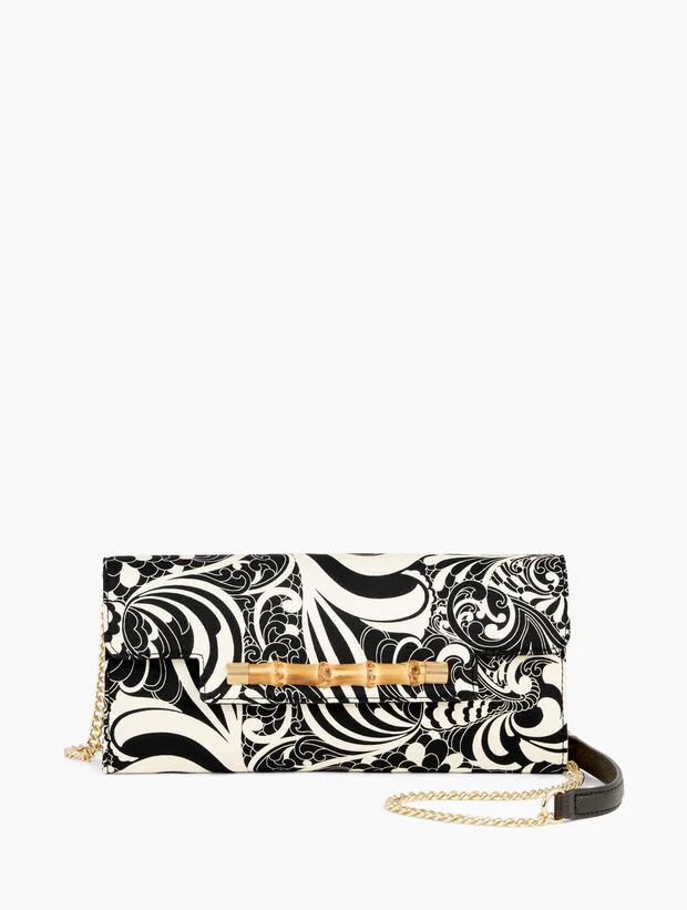 Sateen Twirling Floral Bamboo Clutch | Talbots