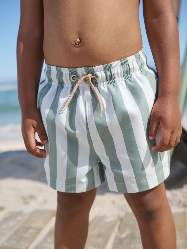 Green and White Stripe Printed Swim Shorts (3mths-7yrs) | Next US