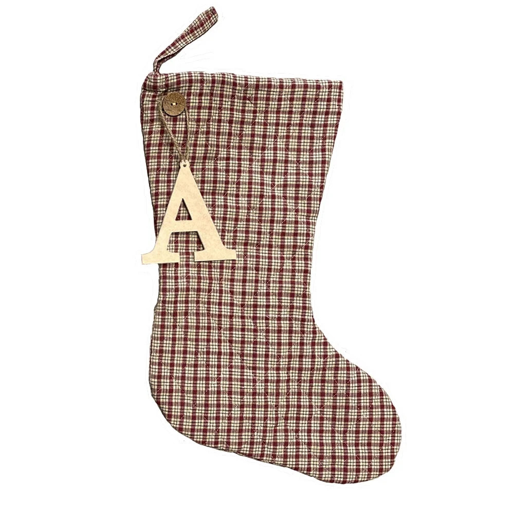 Vintage Christmas 6 Plaid Quilted Stocking with Personalized Letter by Marilee Home | Walmart (US)