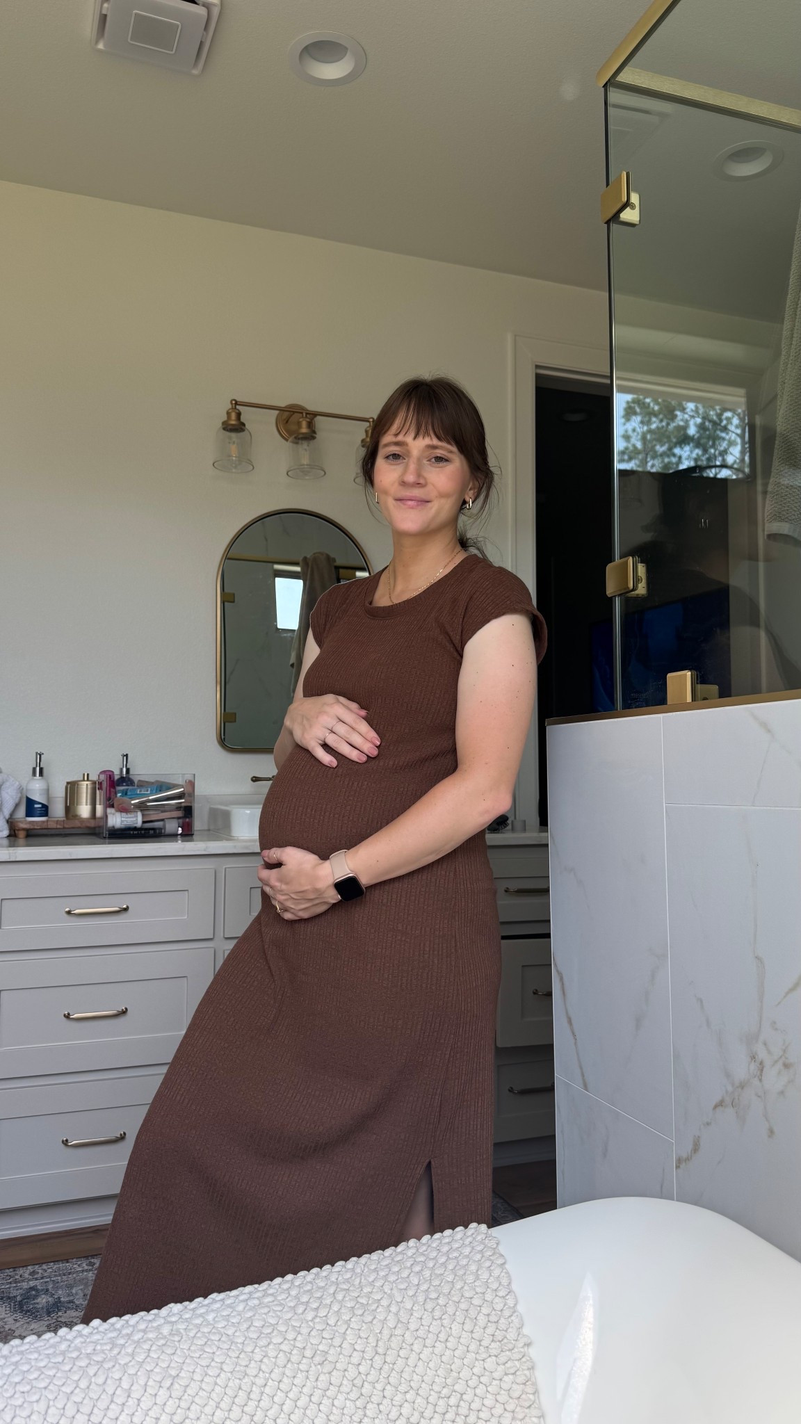 29 weeks pregnant. Dress is $16 🙌🏻 not maternity but it sure works! Wearing a size small - super stretchy and comes to my mid calf - 3rd trimester 

#LTKSeasonal #LTKBump #LTKBaby