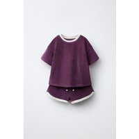Zara - Solid Towel Effect T-Shirt And Bermuda Set - Lavender - 1½ Years (33,9 Inches) - Kids | Zara US