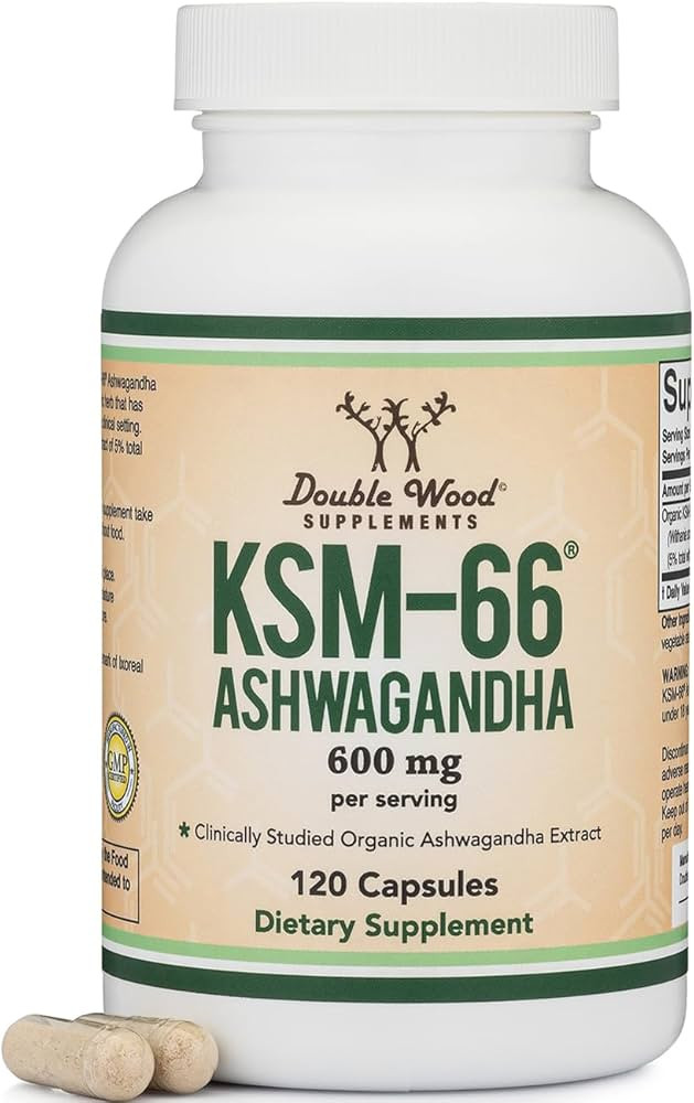 Double Wood Supplements Ashwagandha KSM 66 Organic and Clinically Studied Extract (600mg Per Serv... | Amazon (US)