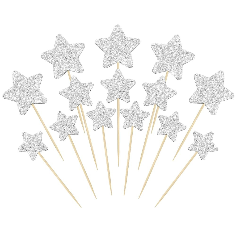 Gyufise 42Pcs Little Star Cupcake Toppers Glitter Twinkle Star Cupcake Picks Wedding Engagement B... | Amazon (US)