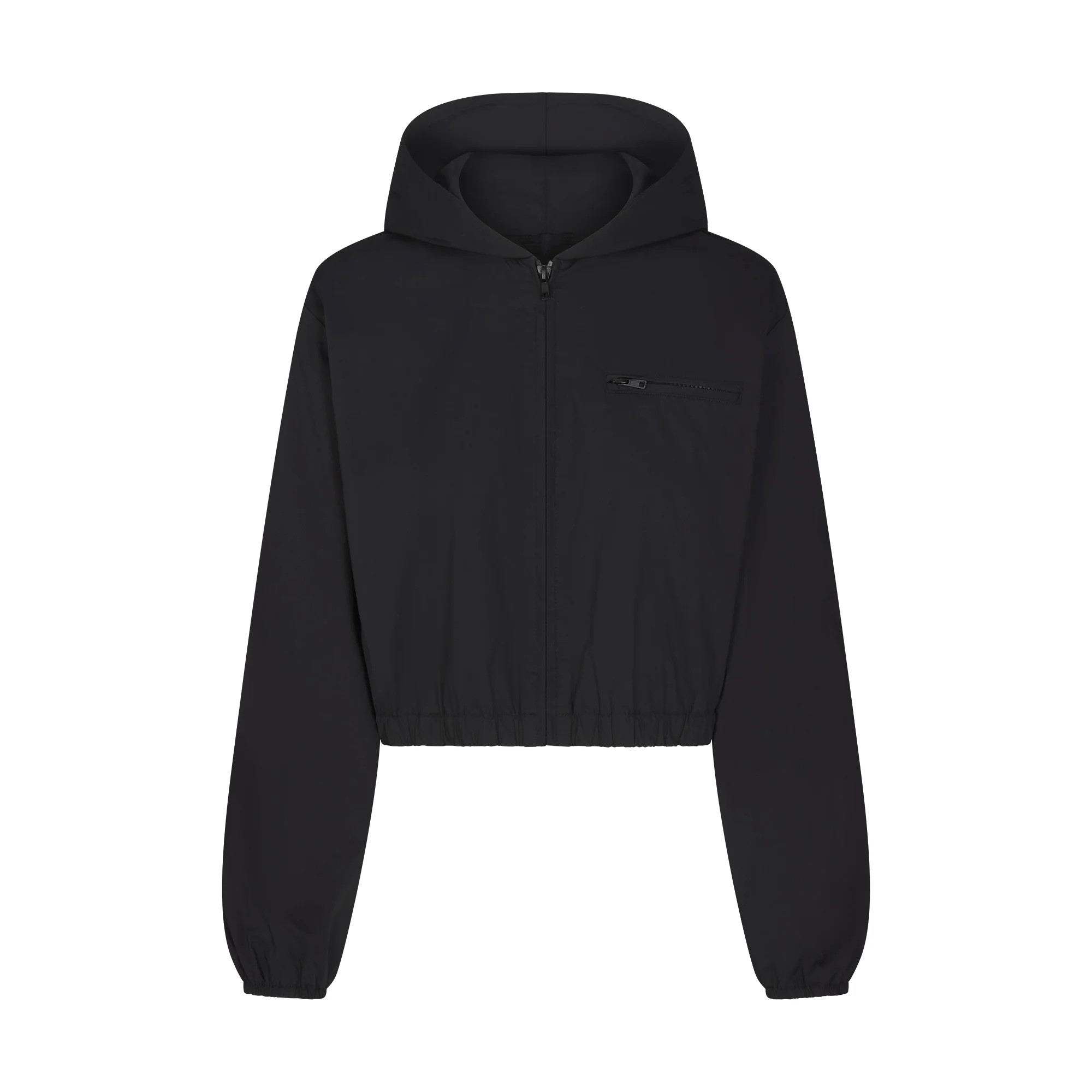 WOVEN COTTON CROPPED ZIP UP JACKET | ONYX | SKIMS | SKIMS (US)